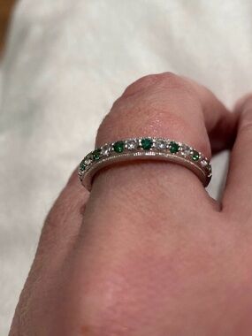 Tacori Sterling Silver 925 Emerald & CZ Ring